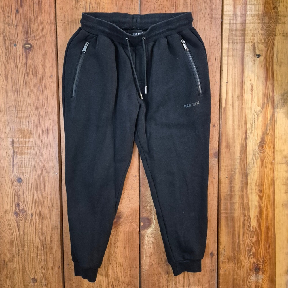 Team Wang Design Black Cotton Jogger Sweatpants Zip Pockets Size 0 Jackson Wang
